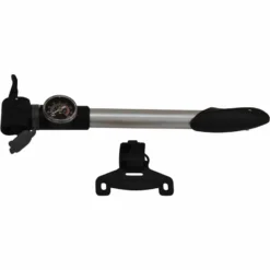 Alloy Mini Pump With Pressure Gauge Silver