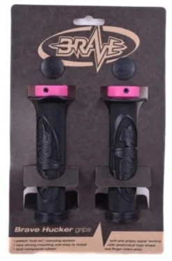 Brave Hucker Lock On Handlebar Grips Black And Pink