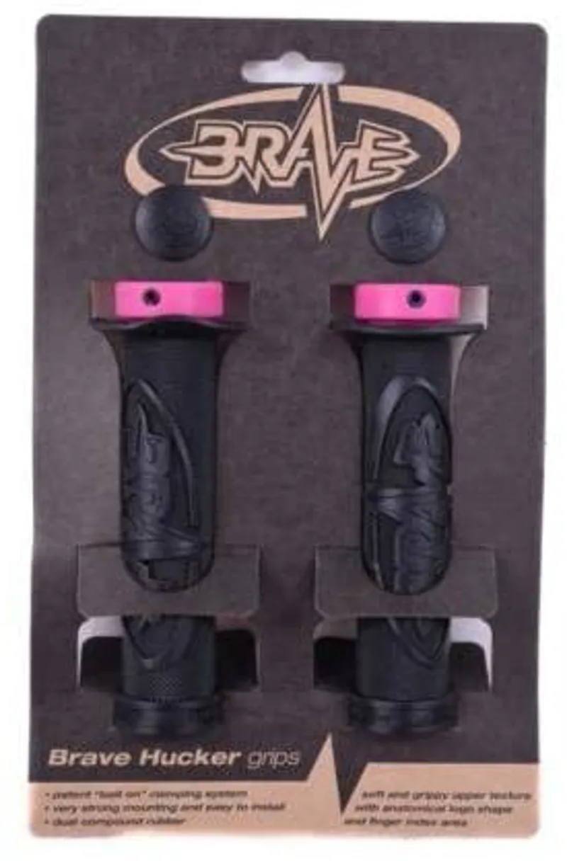 Brave Hucker Lock On Handlebar Grips Black And Pink 1 Brave Hucker Lock On Handlebar Grips Black And Pink